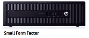   Front view of ProDesk 600 G1 Small Form Factor in horizontal orientation 